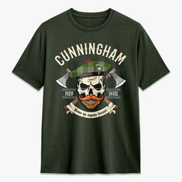 ScotsTee Shop Scottish Cunningham Dress Green Dancers Crest Tartan T-shirt Alba Skull Style