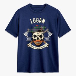 ScotsTee Shop Scottish Logan Ancient Crest Tartan T-shirt Alba Skull Style