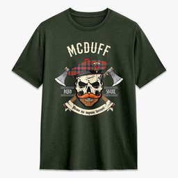 ScotsTee Shop Scottish McDuff Ancient Crest Tartan T-shirt Alba Skull Style