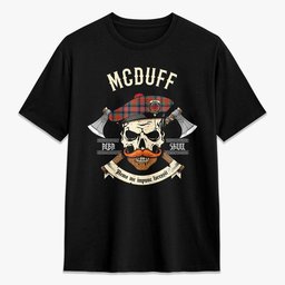 ScotsTee Shop Scottish McDuff Ancient Crest Tartan T-shirt Alba Skull Style
