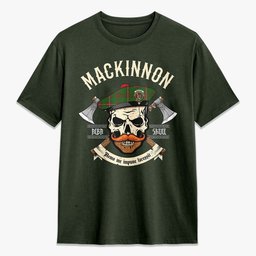 ScotsTee Shop Scottish MacKinnon Hunting Modern Crest Tartan T-shirt Alba Skull Style