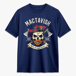 ScotsTee Shop Scottish MacTavish Modern Crest Tartan T-shirt Alba Skull Style
