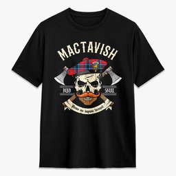ScotsTee Shop Scottish MacTavish Modern Crest Tartan T-shirt Alba Skull Style