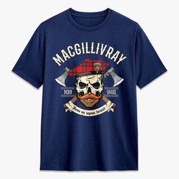 ScotsTee Shop Scottish MacGillivray Modern Crest Tartan T-shirt Alba Skull Style