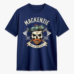 ScotsTee Shop Scottish MacKenzie Dress Modern Crest Tartan T-shirt Alba Skull Style