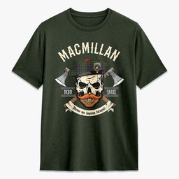 ScotsTee Shop Scottish MacMillan Hunting Modern Crest Tartan T-shirt Alba Skull Style