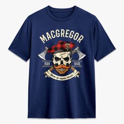 ScotsTee Shop Scottish MacGregor Rob Roy Modern Crest Tartan T-shirt Alba Skull Style