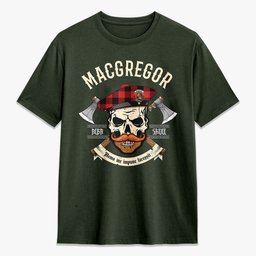 ScotsTee Shop Scottish MacGregor Rob Roy Modern Crest Tartan T-shirt Alba Skull Style