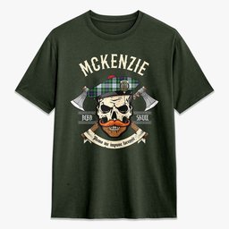 ScotsTee Shop Scottish McKenzie Dress Modern Crest Tartan T-shirt Alba Skull Style