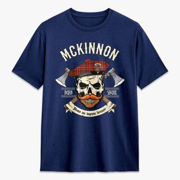 ScotsTee Shop Scottish McKinnon Modern Crest Tartan T-shirt Alba Skull Style