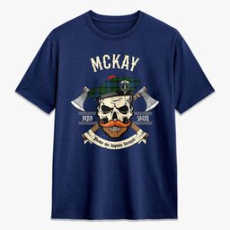 ScotsTee Shop Scottish McKay Modern Crest Tartan T-shirt Alba Skull Style