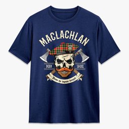 ScotsTee Shop Scottish MacLachlan Hunting Modern Crest Tartan T-shirt Alba Skull Style