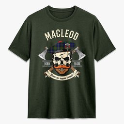 ScotsTee Shop Scottish MacLeod of Harris Modern Crest Tartan T-shirt Alba Skull Style