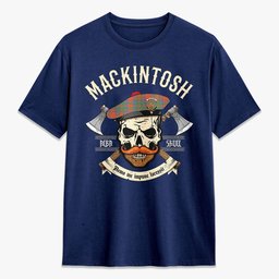ScotsTee Shop Scottish MacKintosh Ancient Crest Tartan T-shirt Alba Skull Style