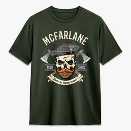 ScotsTee Shop Scottish McFarlane Hunting Ancient Crest Tartan T-shirt Alba Skull Style