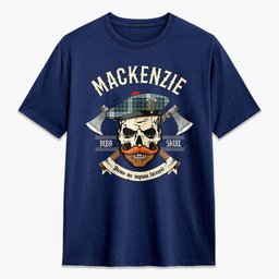 ScotsTee Shop Scottish MacKenzie Dress Ancient Crest Tartan T-shirt Alba Skull Style