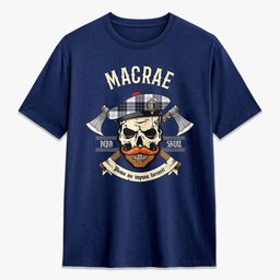 ScotsTee Shop Scottish MacRae Dress Modern Crest Tartan T-shirt Alba Skull Style