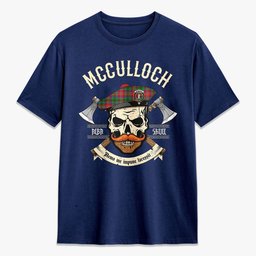 ScotsTee Shop Scottish McCulloch Crest Tartan T-shirt Alba Skull Style