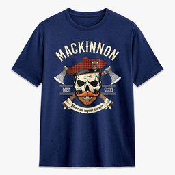 ScotsTee Shop Scottish MacKinnon Modern Crest Tartan T-shirt Alba Skull Style
