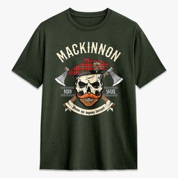 ScotsTee Shop Scottish MacKinnon Modern Crest Tartan T-shirt Alba Skull Style