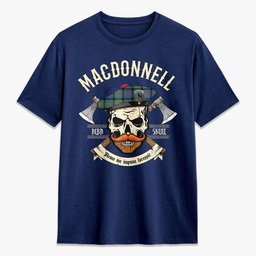 ScotsTee Shop Scottish MacDonnell of Glengarry Ancient Crest Tartan T-shirt Alba Skull Style