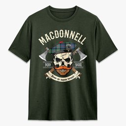 ScotsTee Shop Scottish MacDonnell of Glengarry Ancient Crest Tartan T-shirt Alba Skull Style