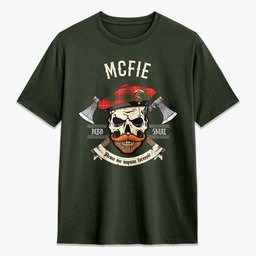 ScotsTee Shop Scottish McFie Crest Tartan T-shirt Alba Skull Style