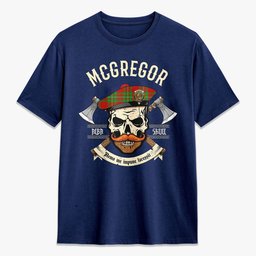 ScotsTee Shop Scottish McGregor Modern Crest Tartan T-shirt Alba Skull Style