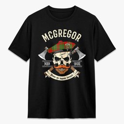 ScotsTee Shop Scottish McGregor Modern Crest Tartan T-shirt Alba Skull Style