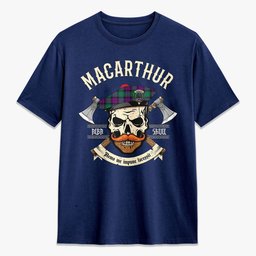 ScotsTee Shop Scottish MacArthur - Milton Crest Tartan T-shirt Alba Skull Style