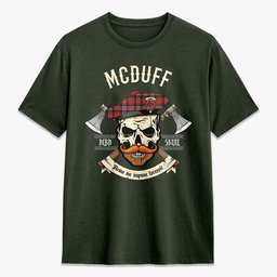 ScotsTee Shop Scottish McDuff Modern Crest Tartan T-shirt Alba Skull Style