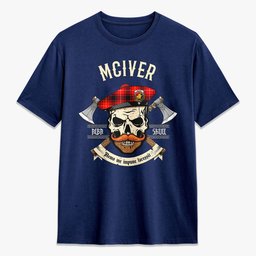 ScotsTee Shop Scottish McIver Modern Crest Tartan T-shirt Alba Skull Style