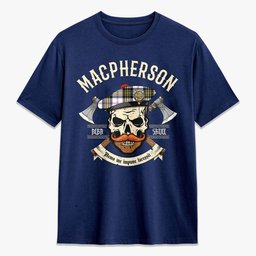 ScotsTee Shop Scottish MacPherson Dress Modern Crest Tartan T-shirt Alba Skull Style