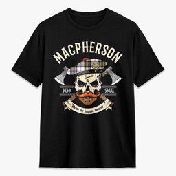 ScotsTee Shop Scottish MacPherson Dress Modern Crest Tartan T-shirt Alba Skull Style