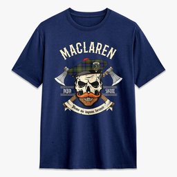 ScotsTee Shop Scottish MacLaren Modern Crest Tartan T-shirt Alba Skull Style