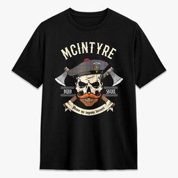 ScotsTee Shop Scottish McIntyre Ancient Crest Tartan T-shirt Alba Skull Style