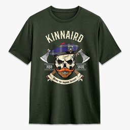 ScotsTee Shop Scottish Kinnaird Crest Tartan T-shirt Alba Skull Style
