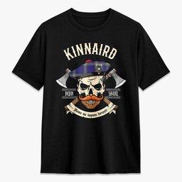 ScotsTee Shop Scottish Kinnaird Crest Tartan T-shirt Alba Skull Style