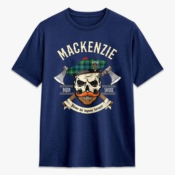 ScotsTee Shop Scottish MacKenzie Ancient Crest Tartan T-shirt Alba Skull Style