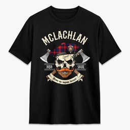 ScotsTee Shop Scottish McLachlan Modern Crest Tartan T-shirt Alba Skull Style