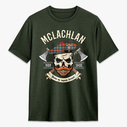 ScotsTee Shop Scottish McLachlan Ancient Crest Tartan T-shirt Alba Skull Style