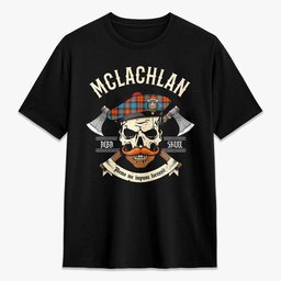 ScotsTee Shop Scottish McLachlan Ancient Crest Tartan T-shirt Alba Skull Style