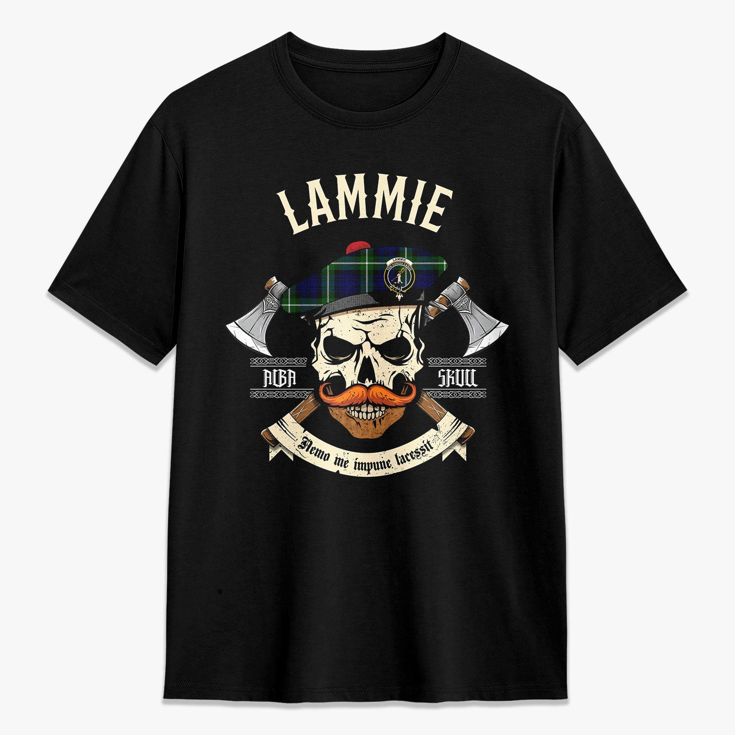 ScotsTee Shop Scottish Lammie Crest Tartan T-shirt Alba Skull Style