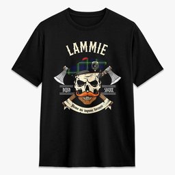 ScotsTee Shop Scottish Lammie Crest Tartan T-shirt Alba Skull Style