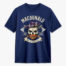 ScotsTee Shop Scottish MacDonald Dress Modern Crest Tartan T-shirt Alba Skull Style