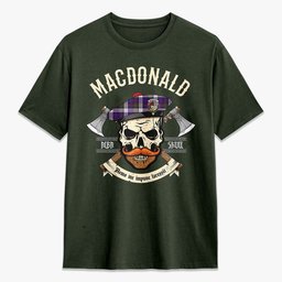 ScotsTee Shop Scottish MacDonald Dress Modern Crest Tartan T-shirt Alba Skull Style