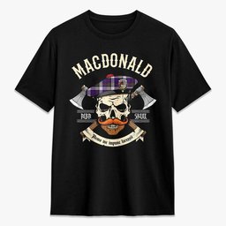 ScotsTee Shop Scottish MacDonald Dress Modern Crest Tartan T-shirt Alba Skull Style