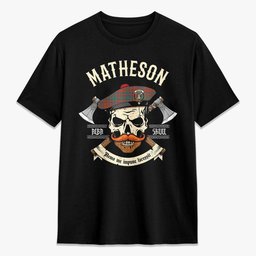 ScotsTee Shop Scottish Matheson Ancient Crest Tartan T-shirt Alba Skull Style
