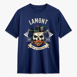 ScotsTee Shop Scottish Lamont Modern Crest Tartan T-shirt Alba Skull Style