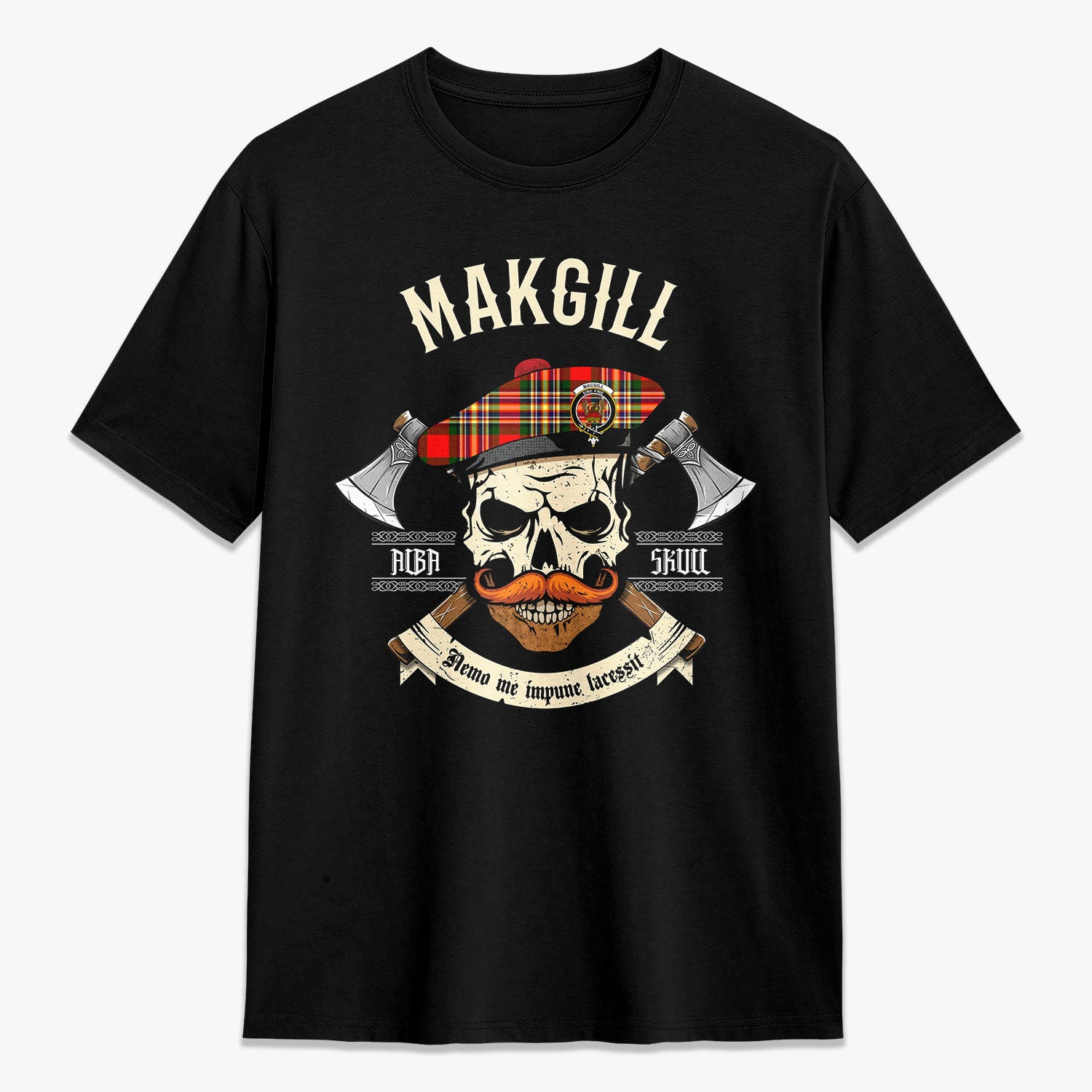 ScotsTee Shop Scottish Makgill Crest Tartan T-shirt Alba Skull Style